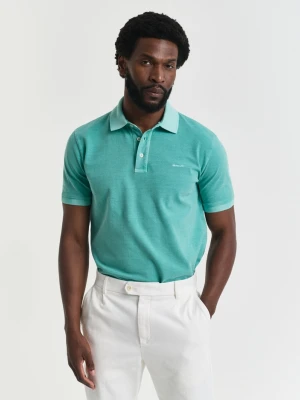 Męska niebieska koszulka polo z bawełnianej piki z efektem wyblaknięcia GANT