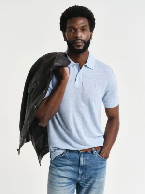 Męska niebieska lniana koszulka polo GANT