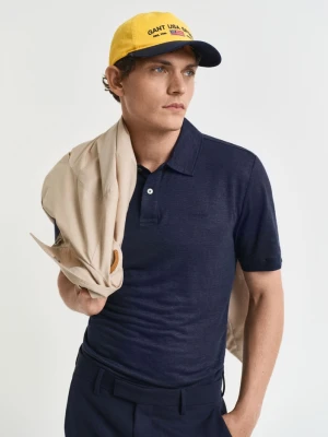 Męska niebieska lniana koszulka polo GANT