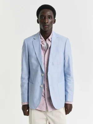 Męska niebieska marynarka slim fit z bawełny oxford GANT