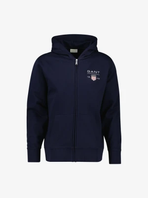 Męska niebieska rozpinana bluza z kapturem z grafiką GANT