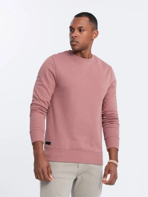 Męska nierozpinana dresowa bluza BASIC – ciemnoróżowa V4 - Rozmiar: L Ombre Clothing
