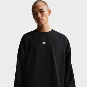 Męska oversizowa bluza z okrągłym dekoltem z dzianiny dresowej Nike Club - Czerń