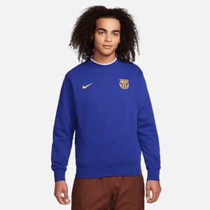 Męska piłkarska bluza dresowa z półokrągłym dekoltem Nike FC Barcelona Club - Niebieski