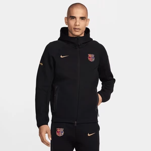 Męska piłkarska bluza z kapturem i zamkiem na całej długości Nike FC Barcelona Tech Fleece Windrunner - Czerń