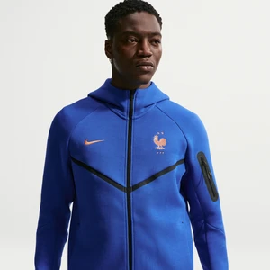Męska piłkarska bluza z kapturem i zamkiem na całej długości Nike FFF Tech Fleece Windrunner - Niebieski