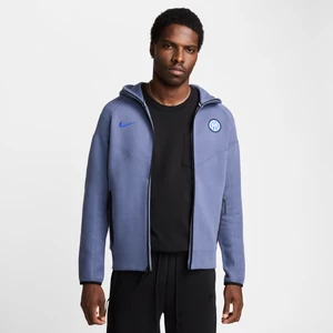 Męska piłkarska bluza z kapturem i zamkiem na całej długości Nike Inter Mediolan Tech Fleece Windrunner - Niebieski