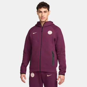 Męska piłkarska bluza z kapturem i zamkiem na całej długości Nike Paris Saint-Germain Tech Fleece Windrunner - Czerwony