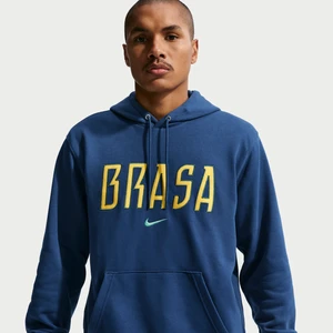 Męska piłkarska bluza z kapturem z dzianiny dresowej Nike Football Brazil Club - Niebieski