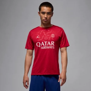Męska przedmeczowa koszulka piłkarska z krótkim rękawem Jordan Dri-FIT Paris Saint-Germain Academy Pro (wersja czwarta) - Czerwony