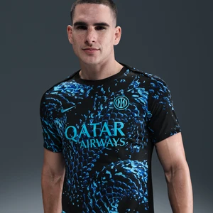 Męska przedmeczowa koszulka piłkarska z krótkim rękawem Nike Dri-FIT Inter Mediolan Academy Pro - Niebieski