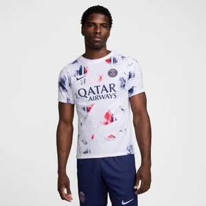 Męska przedmeczowa koszulka piłkarska z krótkim rękawem Nike Dri-FIT Paris Saint-Germain Academy Pro (wersja wyjazdowa) - Biel