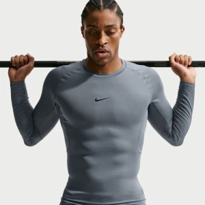 Męska przylegająca koszulka z długim rękawem do fitnessu Dri-FIT Nike Pro - Szary