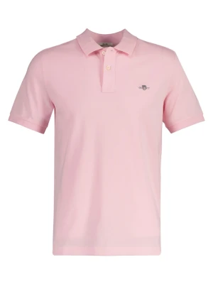 Męska różowa koszulka polo slim fit z krótkim rękawem z bawełnianej piki GANT