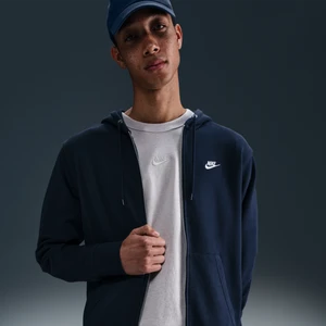 Męska rozpinana bluza dzianinowa z kapturem Nike Club - Niebieski