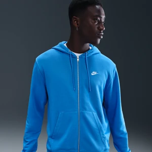 Męska rozpinana bluza dzianinowa z kapturem Nike Club - Niebieski