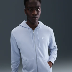 Męska rozpinana bluza dzianinowa z kapturem Nike Club - Szary