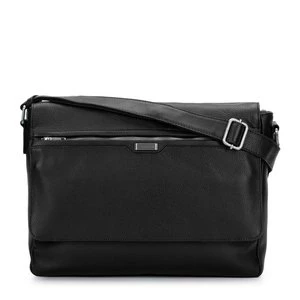 Męska torba na laptopa 11”/12” skórzana z kieszenią w klapie czarna Wittchen