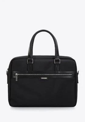 Męska torba na laptopa 15,6” z błyszczącym suwakiem czarna Wittchen