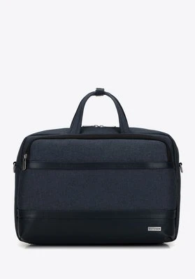 Męska torba na laptopa 15,6” z lamówką z ekoskóry granatowa Wittchen