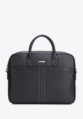 Męska torba na laptopa 15,6” ze skóry naturalnej groszkowej czarno - srebrna Wittchen