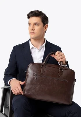 Męska torba na laptopa 16” z imitacji skóry ciemny brąz Wittchen