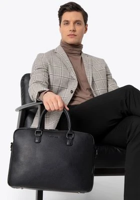 Męska torba na laptopa 16" z imitacji skóry czarna Wittchen