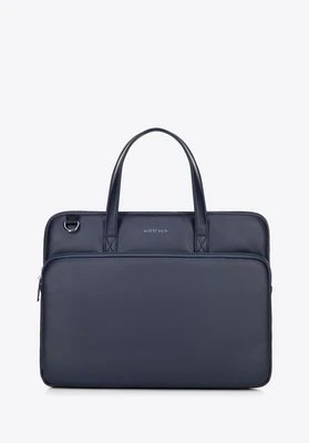 Męska torba na laptopa 16” z imitacji skóry granatowa Wittchen