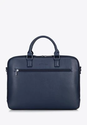 Męska torba na laptopa 16” z imitacji skóry granatowa Wittchen