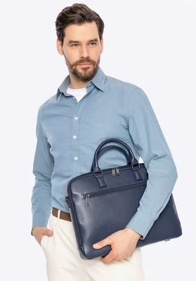Męska torba na laptopa 16” z imitacji skóry granatowa Wittchen