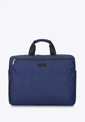 Męska torba na laptopa 17” z boczną kieszenią duża granatowa Wittchen