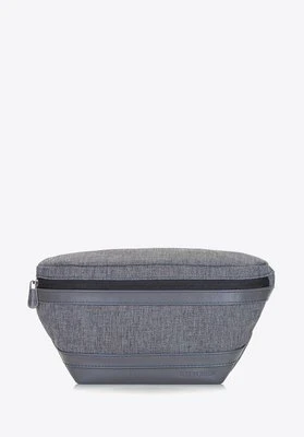 Męska torebka nerka z panelem z ekoskóry szara Wittchen