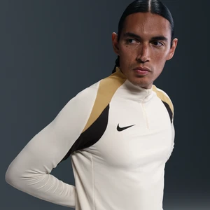 Męska treningowa koszulka piłkarska z zamkiem 1/2 Dri-FIT Nike Strike - Brązowy