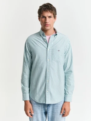 Męska zielona klasyczna koszula oxford w paski o regularnym kroju GANT