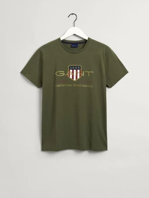 Męska zielona koszulka Gant o regularnym kroju z logo