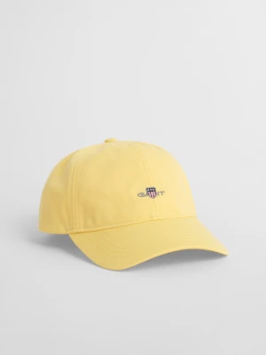 Męska żółta czapka z bawełnianego diagonalu z tarczą gant