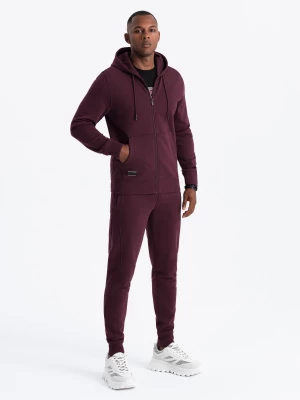 Męski bawełniany dresowy komplet BASIC bluza rozpinana + joggery – bordowy V3 Z86
 -                                    L