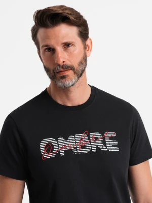 Zdjęcie produktu Męski bawełniany t-shirt z podwójnym printowanym logotypem – czarny V2 - Rozmiar: S Ombre Clothing