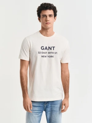 Zdjęcie produktu Męski beżowy t-shirt z nadrukiem graficznym GANT