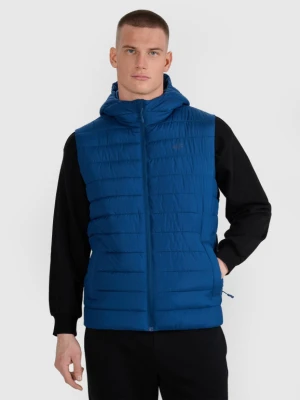 Męski bezrękawnik puchowy pikowany 4F 4FWAW25TVJAM225 - niebieski