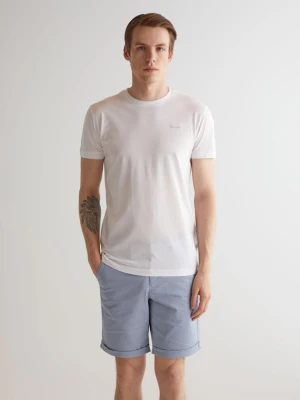 Męski biały dopasowany t-shirt z merceryzowanej bawełny GANT