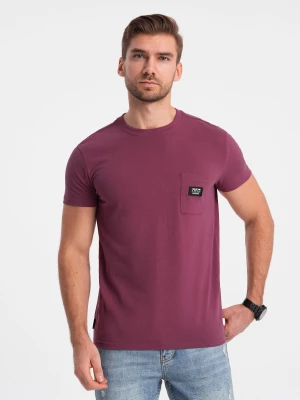 Męski casualowy t-shirt z naszytą kieszonką - ciemnoróżowy V5 OM-TSCT-0109
 -                                    M