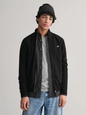 Męski czarny rozpinany kardigan z wełny jagnięcej superfine GANT