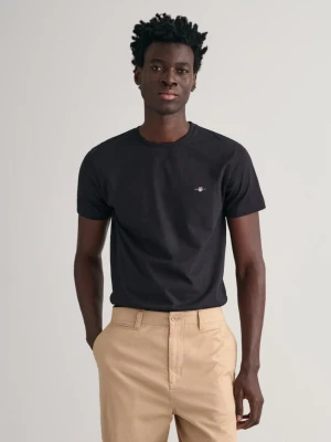 Męski czarny t-shirt slim fit ze 100% bawełny GANT