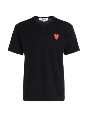 Męski czarny T-shirt z nadrukowanymi sercami Comme des Garçons Play