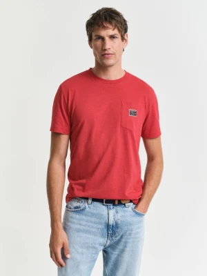 Męski czerwony t-shirt z bawełny organicznej z kieszonką GANT