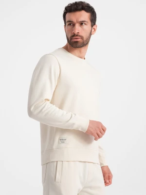 Męski dresowy komplet bluza + spodnie – kremowy V11 Ombre Clothing