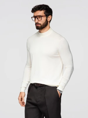 Męski dzianinowy półgolf z wiskozą – kremowy V4 - Rozmiar: L Ombre Clothing