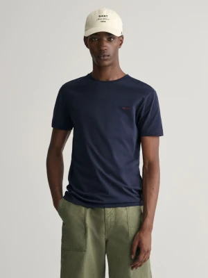 Zdjęcie produktu Męski granatowy bawełniany t-shirt z kontrastowym logo GANT