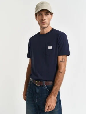 Zdjęcie produktu Męski granatowy t-shirt z bawełny organicznej z kieszonką GANT